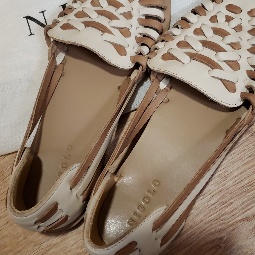 NWOT Nisolo Women's Huarache Sandal Bone/Almond Colorblock, Size 7.5 - Picture 6 of 9